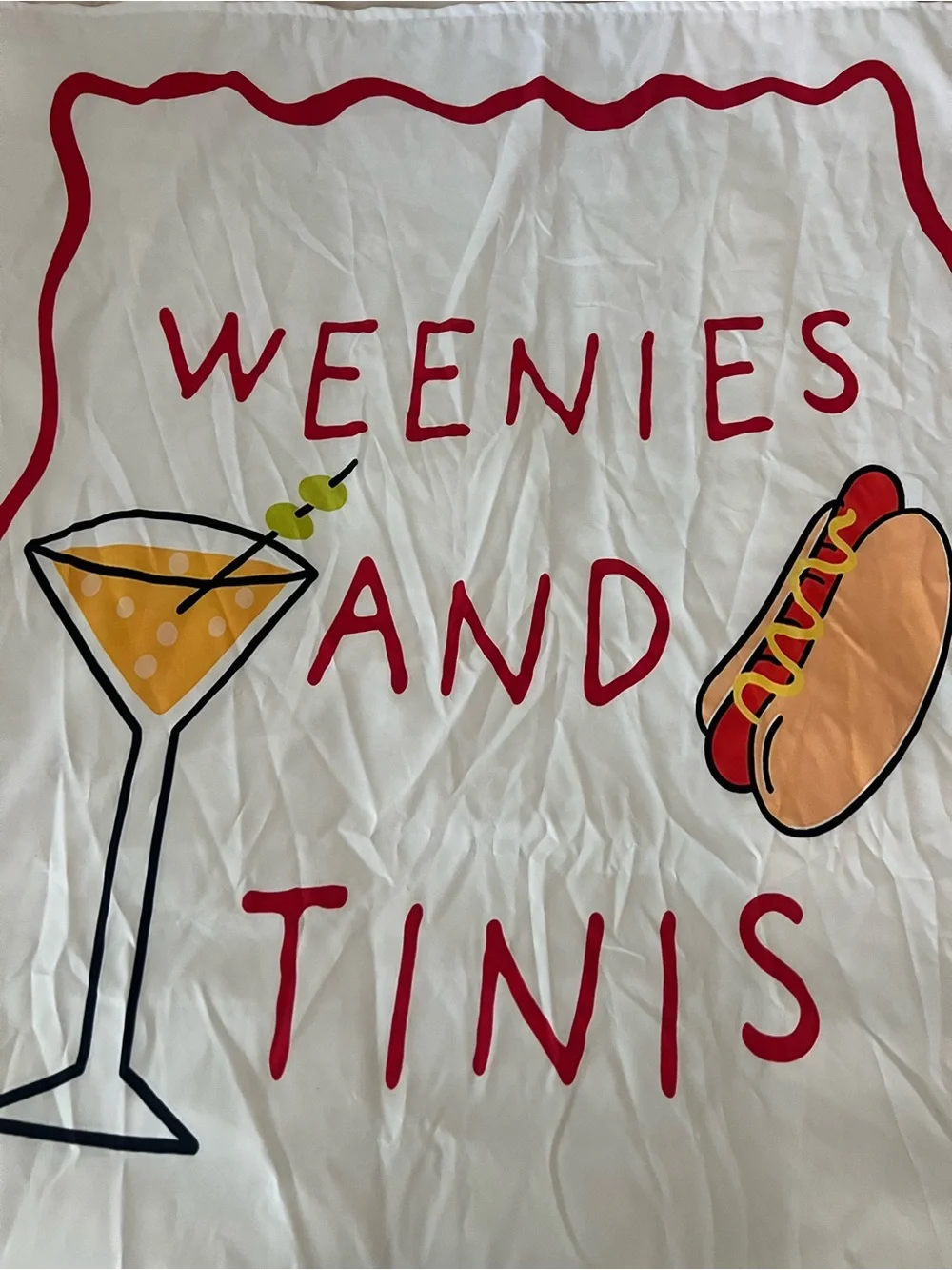 Weenies and Tinis Graphic party Banner White with Red Accents